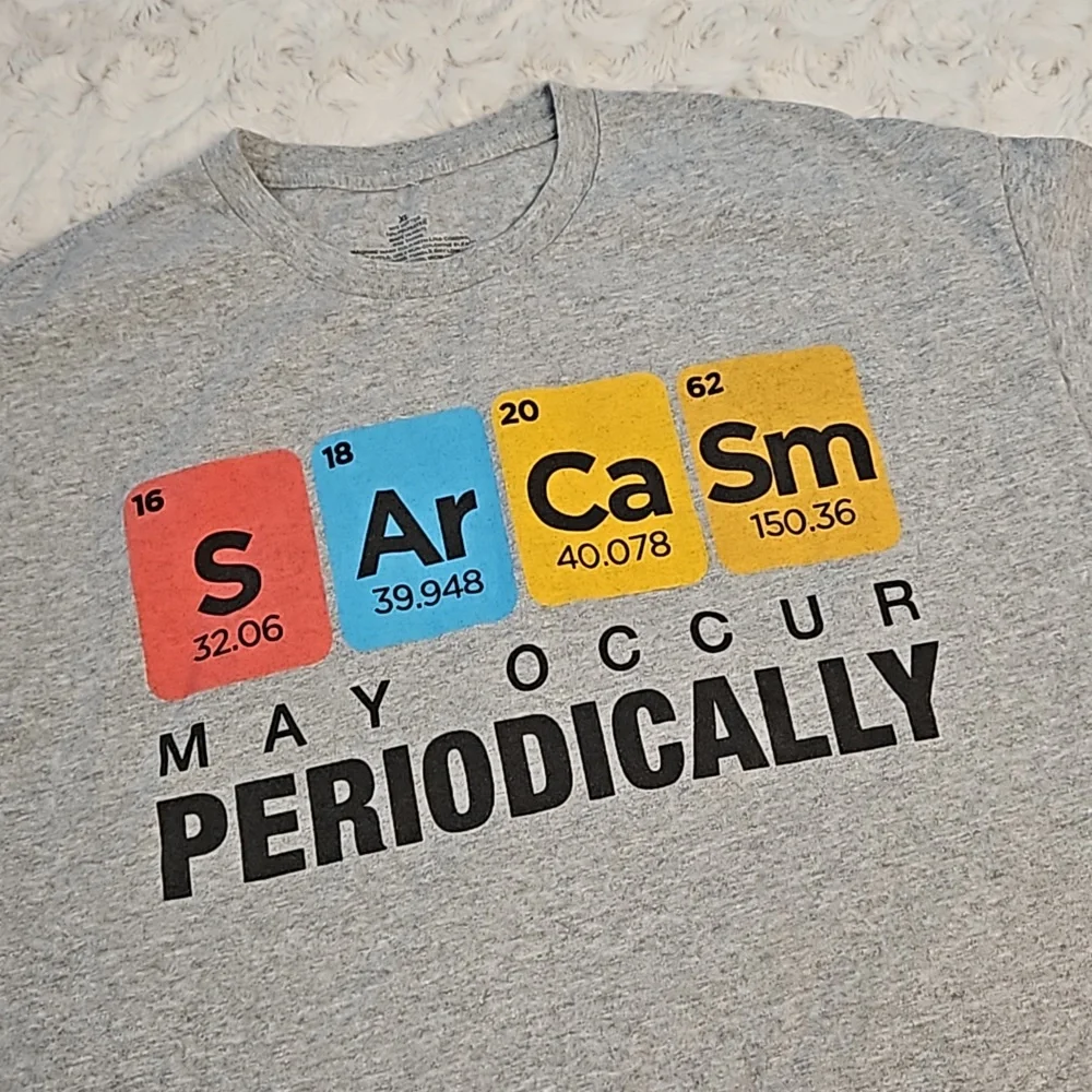 'Sarcasm may occur periodically' graphic print tee XL and 2XL short sleeve gray - Picture 6 of 6
